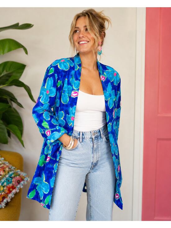 Ellen Figg Jackets & Blazers - Vintage USA Made Floral Rayon Blazer Jacket Womens Size 8 Art To Wear